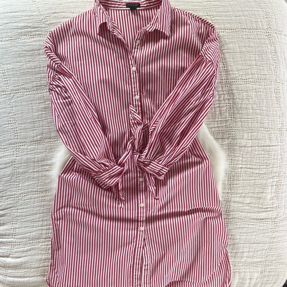 Ann Taylor Dresses & Skirts - Ann Taylor S stripped button down tunic dress tie sleeves